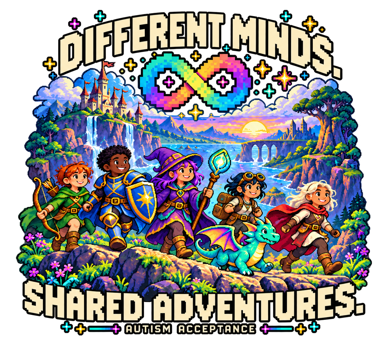 Different Minds. Shared Adventures. apparel artwork